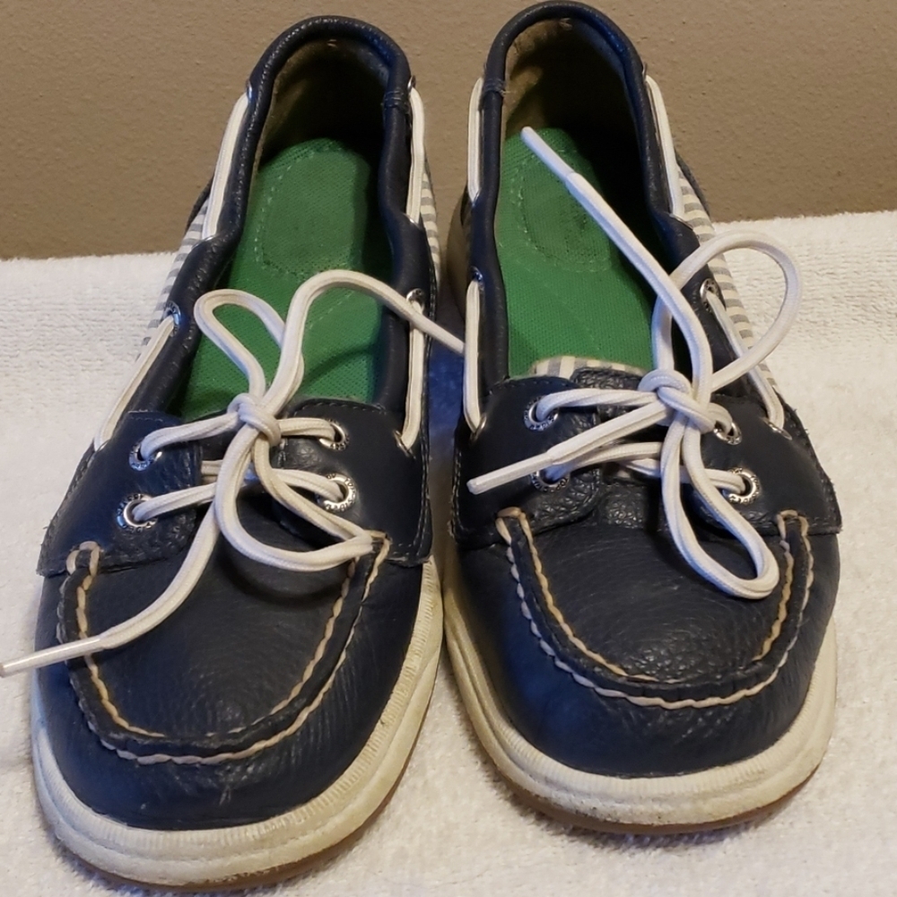 Sperry topsiders blue and white leather & canvas